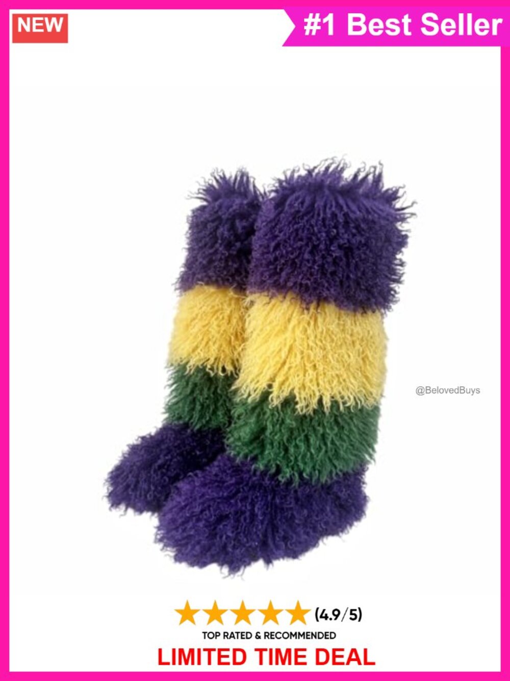 Faux Leather Knee High Furry Winter Boots Platform Heel